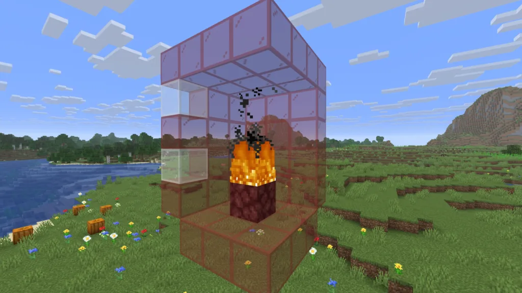 Minecraft 火焰蔓延範圍示意